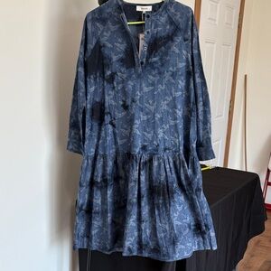 Stylish Blue Patterned Midi Dress